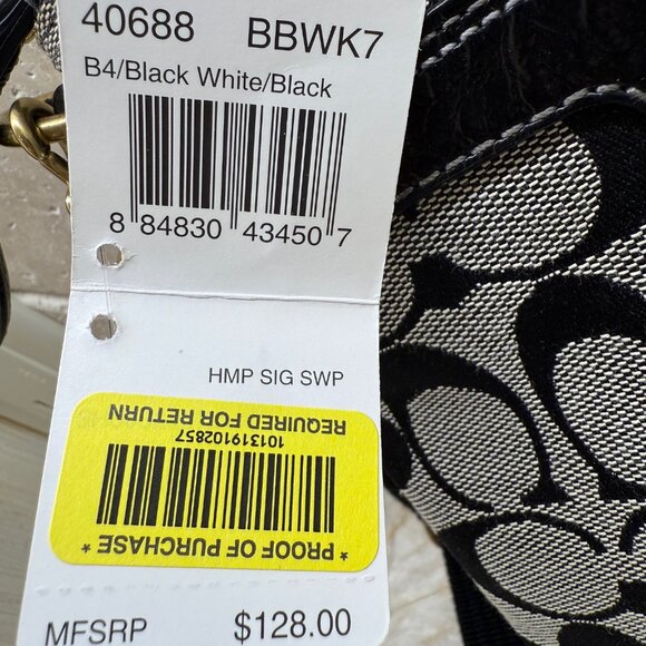 COACH NWT Signature Black/White Crossbody/Shoulder Bag - Picture 4 of 11